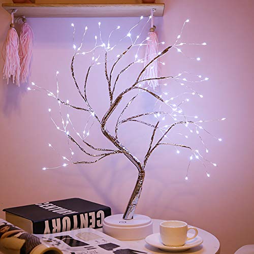 Abollria Christmas Lantern, Copper Wire lamp, Bedside Decoration lamp, Tree Light Touch Switch, Pearl Starry Night Light, for Christmas Decoration or Gift … (White)