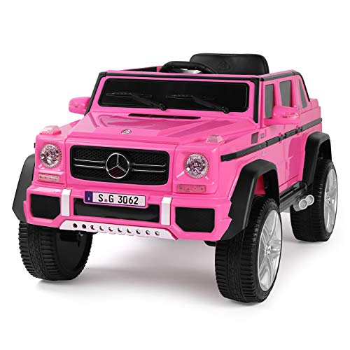 Fitnessclub 12V Kids Ride On Car Licensed Mercedes-Benz G65 Electric Cars Motorized Vehicles w/2.4 GHZ Bluetooth, Parent Control, LED Lights, MP3 Player, PU Leather seat (Pink)