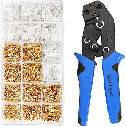 Wire Terminal Crimping Tool Kit, Qibaok Ratcheting Wire Crimper AWG 22-16(0.5-1.5mm²) with 500PCS Female Male Spade Connectors & Bullet Connectors Terminals