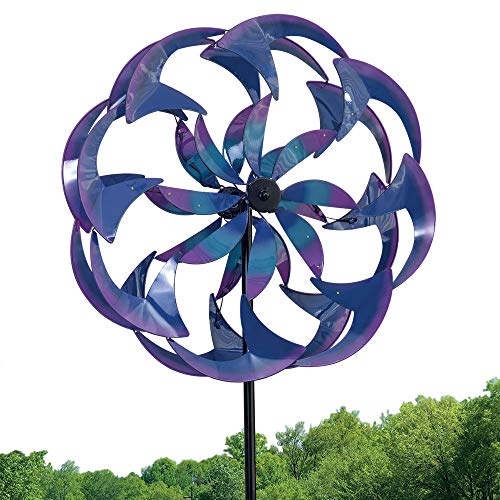 Bits and Pieces - Wind Powered LED Sea Breeze Wind Spinner Decorative Lawn Ornament Wind Mill - Spectacular Kinetic Garden Spinner with Light Show