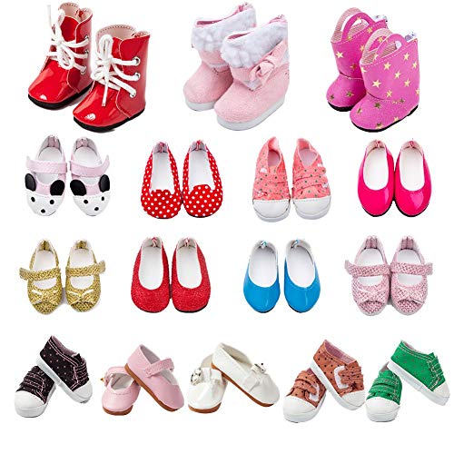 6 Pairs Doll Shoes Fits 14.5 Inch Doll American Wellie Wishers Dolls 100% Get Boots Doll Accessories