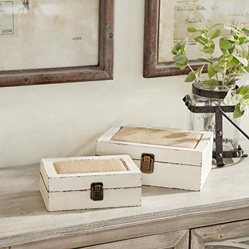 Deco 79 Wood Box, 10 by 8-Inch, White, Set of 2