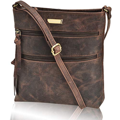 Crossbody Bags for Women - Real Leather Adjustable Shoulder Bag and Travel Purse