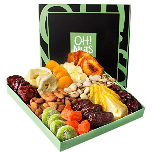 Holiday Nut and Dried Fruit Gift Basket, Healthy Gourmet Snack Christmas Food Box, Great for Birthday, Sympathy, Family Parties & Movie Night or as a Corporate Tray - Oh! Nuts 