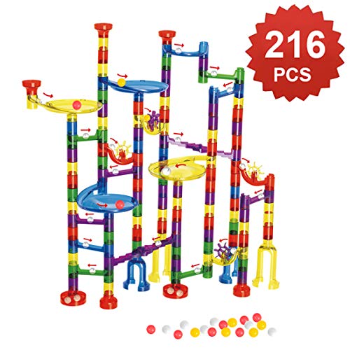 WTOR 216Pcs Marble Run Super Set Toys Marble Maze Game Educational Learning Building Blocks Boys Girls Toy Gift for Kids Children