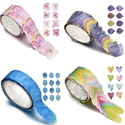 EOPER 4 Rolls Petals Washi Tape Colorful Flowers Decorative Masking Stickers for Scrapbooking DIY Crafts Gift Wrapping