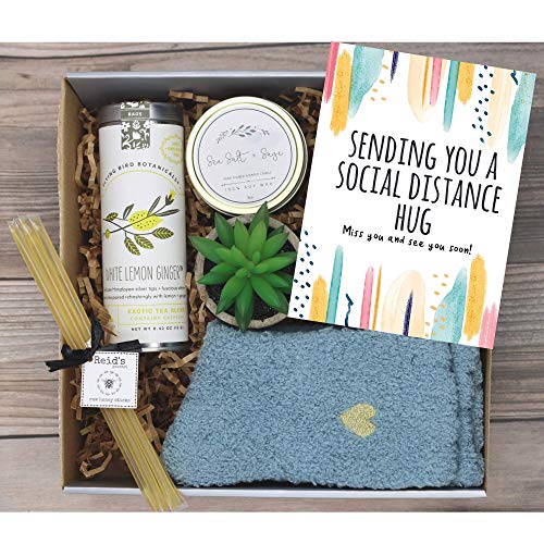 UnboxMe Care Package For Women |  Feel Better Soon Get Well Soon Gift | Stress Relief Gift Self Care Encouragement Gift Nurse Gift Bff Gift, Cancer Gift Happy Birthday Gift (Social Distance Hugs Card)