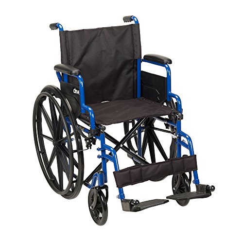 Drive Medical Blue Streak Wheelchair with Flip Back Desk Arms, Swing Away Footrests, 18 Inch Seat