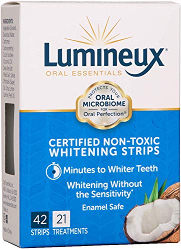 Lumineux Oral Essentials Teeth Whitening Strips - 21 Treatments - Dentist Formulated and Certified Non Toxic - Sensitivity Free - Whiter Teeth in 7 Days - NO Artificial Flavors, Colors, and SLS Free