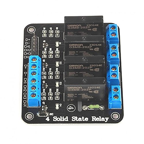 SainSmart 5V 2A 4 Channel Solid State Relay Module High Level Trigger Black for Arduino Uno Duemilanove MEGA2560 MEGA1280 ARM DSP PIC