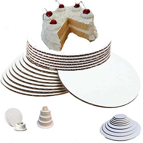 (10', Pack of 50) 10 inch cake circles 10 inch round cake boards good for Pizza and Pie Board Circle Sturdy 10 cake circle White Corrugated Cardboard, 100% Food Safe cake circles 10 inch