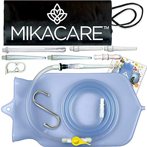 Mikacare Enema Bag Kit Clear Non-Toxic Silicone. for Coffee and Water Colon Cleanse. 6 Foot Long Hose, BPA and Phthalates Free 2 Quart