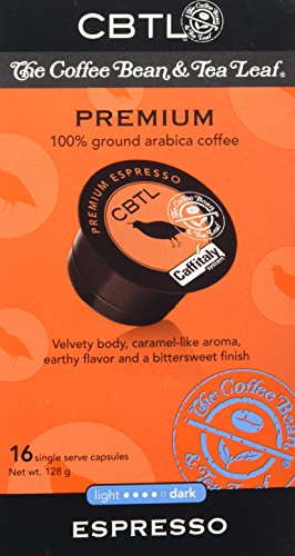 CBTL Premium Espresso Capsules By The Coffee Bean & Tea Leaf, 16-Count Box