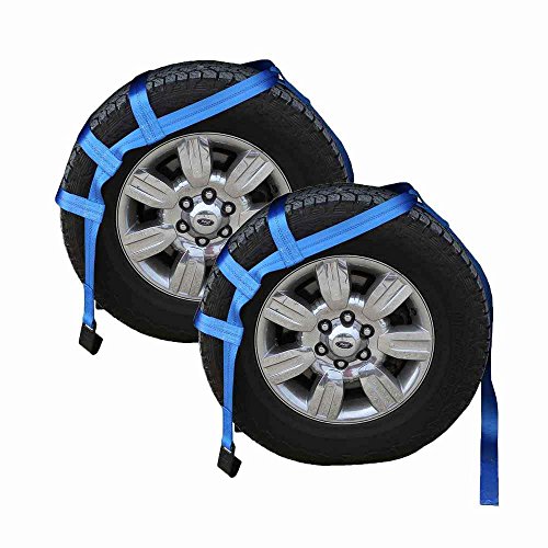 US Cargo Control Extra Large Tow Dolly Basket Strap - Car Dolly Strap with Flat Hook End Fittings - for Wheel Sizes 17 Inches Or Larger - 3,333 Pound Working Load Limit - 2 Pack