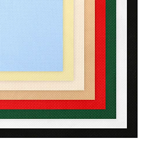 Caydo 8 Pieces Aida Cloth 8 Color 14 Count Classic Reserve Cross Stitch Fabric, 12 by 18-Inch