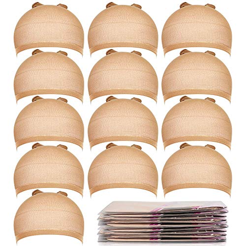 Teenitor 20pcs Stocking Caps for Wigs, Beige Wig Cap for Women, Stretchy Nylon Wig Cap
