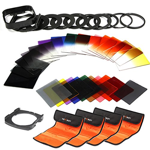 K&F Concept 40 in 1 Square Filter Kit Graduated Full Color ND Filter Set Compatible with Cokin P Series for DSLR Cameras