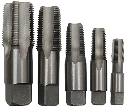 Drill America - POUCSNPT5 5 Piece NPT Pipe Tap Set (1/8', 1/4', 3/8', 1/2' and 3/4'), Plastic Pouch Case, POU Series