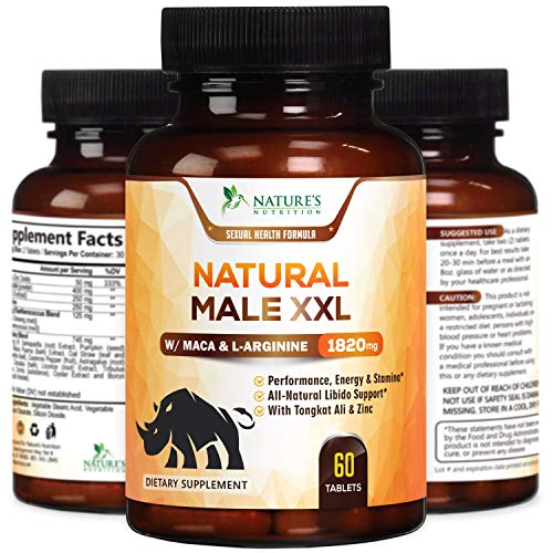 Natural Male XXL Capsules Natural Stamina, Strength & Mood - Extra Strength Energy Support - Made in USA - Prime Performance Endurance Supplement for Men - 60 Capsules