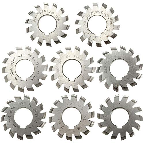 Comebuywide MonkeyClimb 8pcs Module 1.5 PA20 Bore 22mm #1-8 HSS Involute Gear Milling Cutter