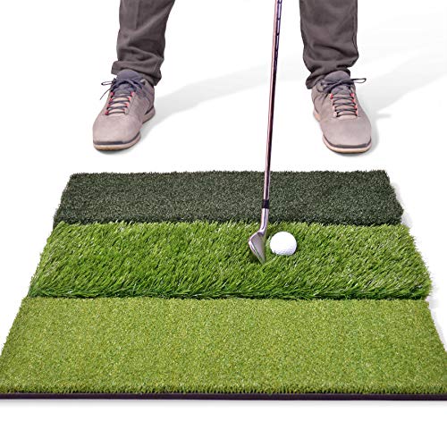 GoSports Tri-Turf XL Golf Practice Hitting Mat - Huge 24' x 24' Turf Mat for Indoor Outdoor Training