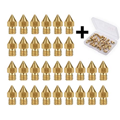 30PCS 0.2mm 3D Printer Extruder Nozzles for Anet A8 Makerbot MK8 Creality CR-10 CR-10S S4 S5 Ender 3 3Pro 5