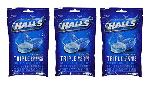 Halls Drops, Menthol-Lyptus, 30-Count Drops (Pack of 3)