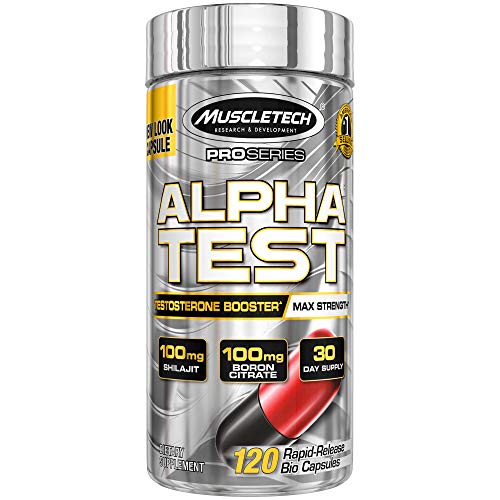 Testosterone Booster for Men | MuscleTech AlphaTest | Max-Strength ATP & Test Booster for Men, Boost Free Testosterone and Enhance ATP Levels, 120 Capsules