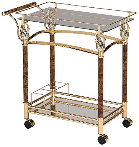 ACME Furniture 98002 Helmut Serving Cart, Golden Plated/Clear Glass