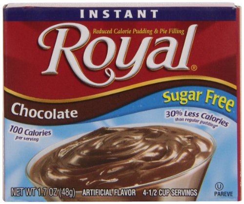 Royal Instant Pudding Dessert Mix, Chocolate Sugar Free and Fat Free (1.69 oz Boxes), Pack of 12