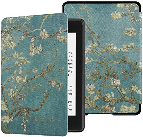 QIYI Kindle Paperwhite Case Fits 10th Generation 2018 Released Flowers Print eBook Reader Covers Smart Accessories PU Leather Kindle Covers with Auto Wake / Sleep - Apricot Tree in Blossom
