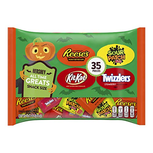 Hershey's Halloween Candy Assortment (Reese's, TWIZZLERS, Sour Patch Kids, and Swedish Fish) Snack Size Candy & Chocolate Assortment, 35 Pieces, 33.34 Ounce