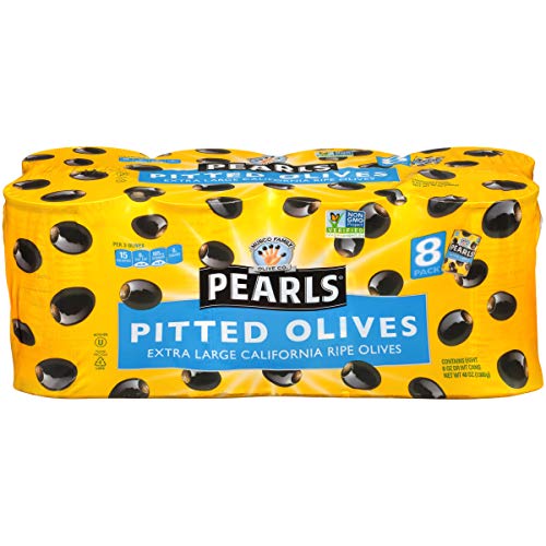 Pearls, Ripe Pitted, Extra-Large Black Olives, 6 oz, 8-Cans