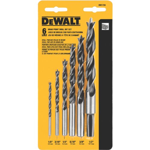 DEWALT Drill Bit Set, Brad Point, 6-Piece (DW1720),Black