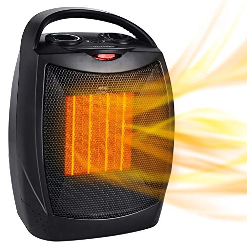 GiveBest Portable Electric Space Heater, 1500W/750W ETL Certified Ceramic Heater with Thermostat, Heat Up 200 sq. Ft in Minutes, Safe & Quiet for Office Room Desk Indoor Use (Black)