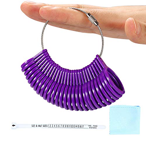 Landorilo Size 1-13 Ring Sizer Set Finger Sizeing Gauge Measure Tool with 27 Pieces, Jewelry Polishing Cloth