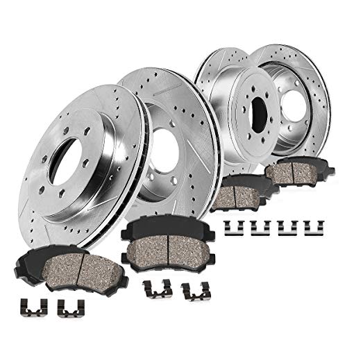 Callahan CDS02409 FRONT 350mm + REAR 348mm D/S 6 Lug [4] Rotors + Ceramic Brake Pads + Clips [ fit 2012-2017 Ford F150 ]