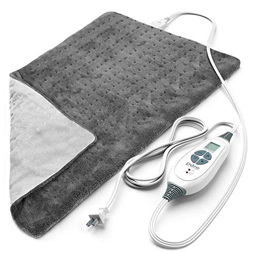 Pure Enrichment PureRelief XL (12'x24') Electric Heating Pad for Back Pain and Cramps - Ultra-Soft with 6 Temperature Settings, Auto Shut-Off, and Moist Heat (Charcoal Gray)