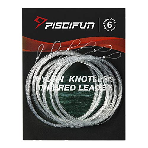 Piscifun Fly Fishing Tapered Leader with Loop-9ft 6 Pack 5X