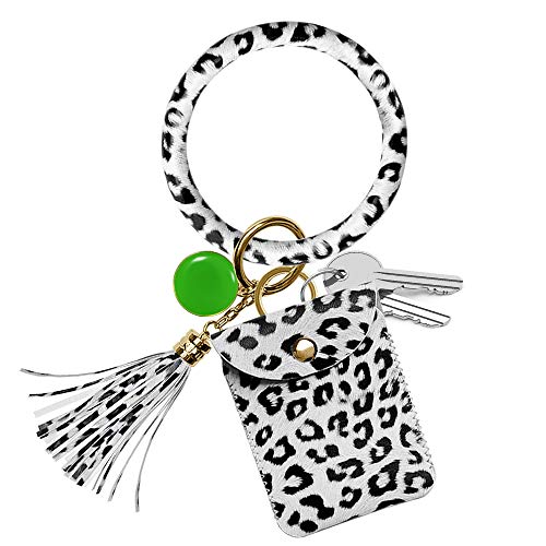 Wristlet Keychain, COCASES Key Ring Bracelet and Credit Card Pocket Leather Tassel Wrist Bangle Key Chains for Women Girl