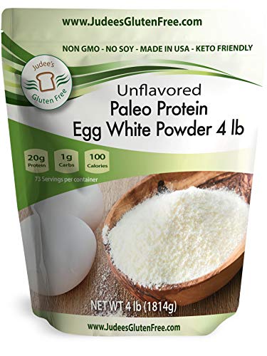 Judee's Egg White Protein Powder (4 lbs) Keto, Non GMO, Dairy Free, Soy Free. 20g Protein Per Serving. Dedicated Gluten & Nut Free Facility, Made in USA