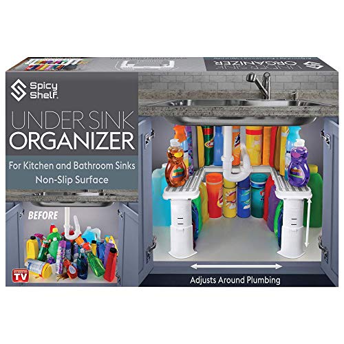 Expandable Under Sink Organizer and Storage | Bathroom Under the Sink Organizer Kitchen Under Sink Shelf | Cleaning Supplies Organizer Under Sink Storage | EXPANDABLE HEIGHT DEPTH & WIDTH