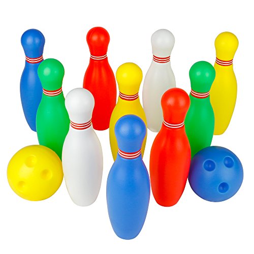 Bowling Pins Ball Toys Small Plastics Bowling Set Fun Indoor Family Games with 10 Mini Pins and 2 Balls, Educational Toy Birthday Gifts for Baby Kids Toddlers Boys Girls Children 3 4 5 6 Years, 12Pcs