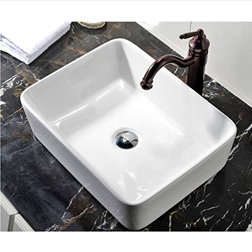 VCCUCINE Rectangle Above Counter Porcelain Ceramic Bathroom Vessel Vanity Sink Art Basin