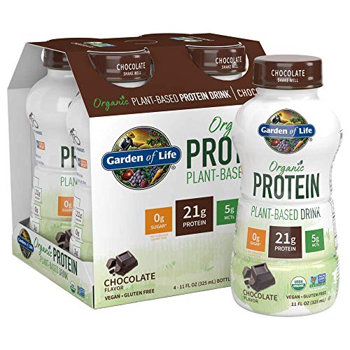 Garden of Life Organic Plant-Based Protein Shake - Chocolate, Vegan Ready to Drink Protein Shakes, 21g Clean Protein, 5g MCTs, Non Dairy Plant Based Drinks *Packaging May Vary*, 11 Fl Oz (Pack of 16)