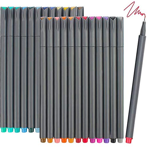 iBayam Fineliner Pens, 24 Bright Colors Fine Point Pens Colored Pens for Journaling Note Taking Writing Drawing Coloring Planner Calendar, Office School Teacher Classroom Fine Tip Marker Pens Supplies