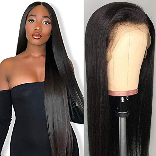NOBILITY Hair 9A Lace Front Human Hair Wigs (28inch) 13x4 Brazilian Straight Lace Front Wigs 100% Unprocessed Virgin Human Hair with Baby Hair Pre Plucked 150% Density For Black Women Natural Color