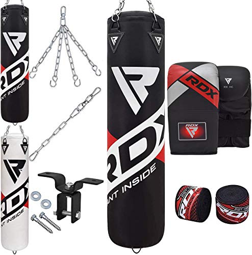 RDX Punching Bag Filled Set Kick Boxing MMA Heavy Muay Thai Training Gloves Punching Mitts Ceiling Hook Hanging Chain Anchor Martial Arts 4FT 5FT