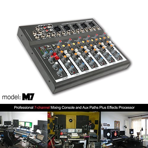 4/7 Channel Professional Powered Mixer Power Mixing Live Studio Audio Sound DJ-Mixer Mixing Console with USB slot (7 Channel)