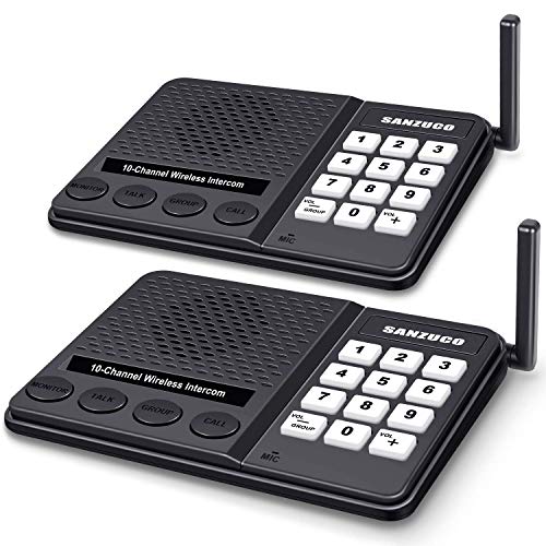 [New Version] Wireless Intercom System for Home - Long Range 1 Mile Home Intercom System with Radio Sound 10 Channel 3 Digital Code - Room to Room Intercoms Wireless for Business Office House (2 Pcs)